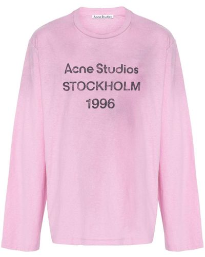 Acne Studios Logo-print Distressed T-shirt - Pink