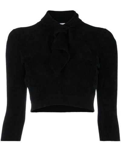 The Attico Catlin Cut-out Cropped Sweater - Black