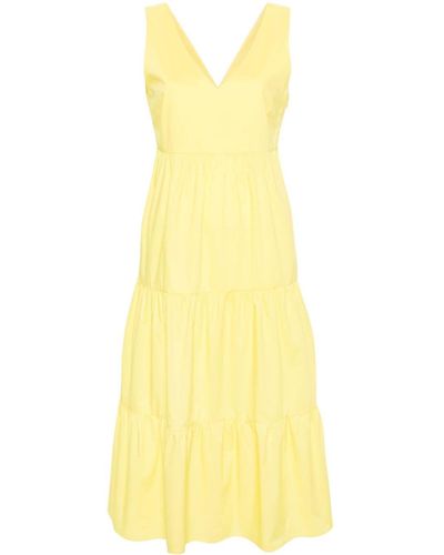 Woolrich V-neck Cotton Maxi Dress - Yellow