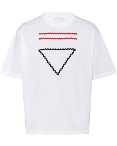 Prada T-shirt Aus Baumwolle - Weiß