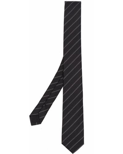 Saint Laurent Stripe-print Pointed Tie - Black
