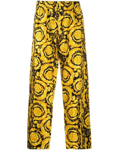 Versace Barocco Print Silk Pajama Pants - Black