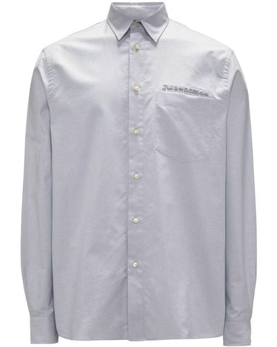 JW Anderson Logo-embroidered cotton shirt - Blau