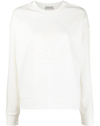 Moncler Fleece-Sweatshirt mit Logo-Print - Weiß