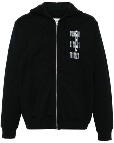 MM6 by Maison Martin Margiela Numbers-print Cotton Hoodie - Black
