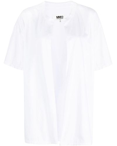 MM6 by Maison Martin Margiela Sliced T-Shirt aus Baumwolle - Weiß