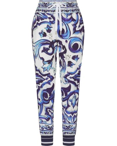 Dolce & Gabbana Pantaloni sportivi con stampa maioliche - Blu