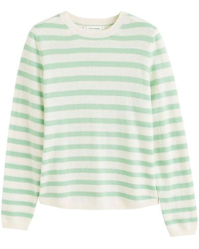 Chinti & Parker Elbow-patch Striped Sweater - Green
