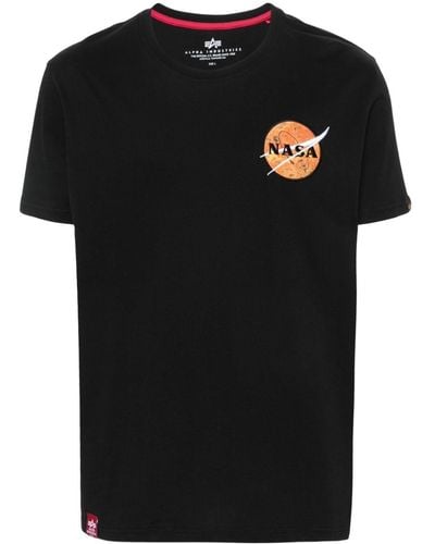 Alpha Industries T-shirt en coton à logo brodé - Noir