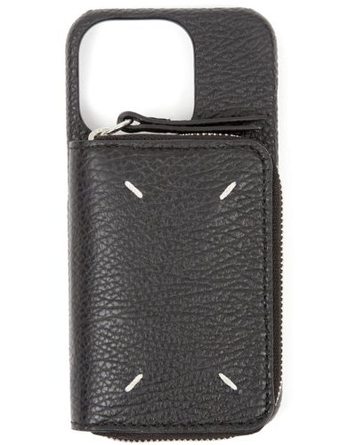Maison Margiela Leather Iphone 14 Case - Black