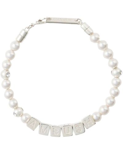 Ambush Letterblock Pearl-embellished Bracelet - White