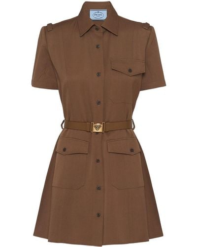 Prada Wool Mini Dress - Brown