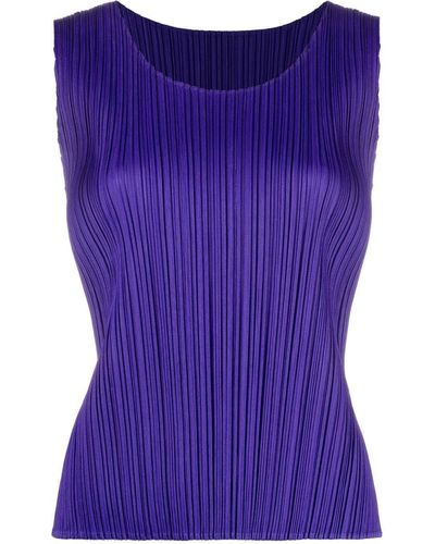 Pleats Please Issey Miyake Top plisado sin mangas - Morado