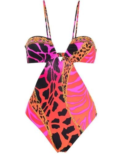 Camilla Animal-print Cut-out Swimsuit - Pink
