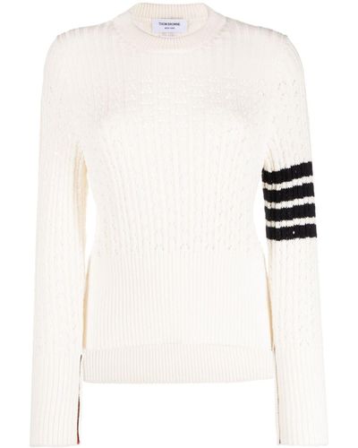 Thom Browne 4-bar Virgin Wool Sweater - White