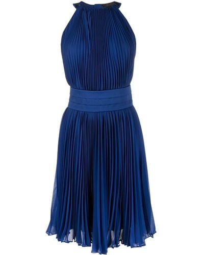 Max Mara Rhinestone-embellished Pleated Dress - Blue