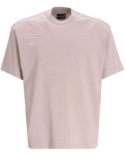 Emporio Armani T-shirt en coton à logo embossé - Rose