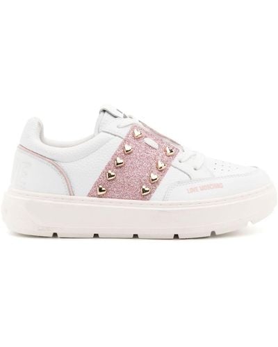Love Moschino Heart-stud Lace-up Sneakers - Pink