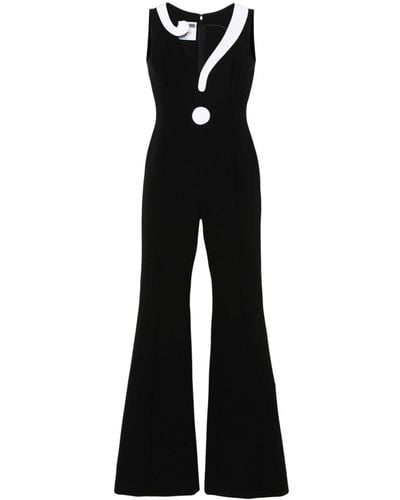 Moschino Long Jumpsuit With Contrasting Question Mark Print - Black