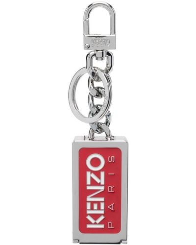 KENZO Logo-enamelled Charm Keyring - White