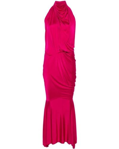 Alexandre Vauthier Halterneck Satin Maxi Dress - Pink