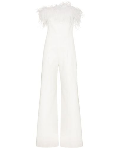 16Arlington Taree Feather-trim Strapless Jumpsuit - White