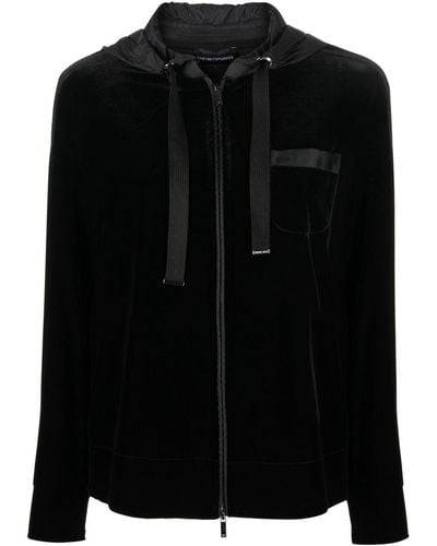 Emporio Armani ジップアップ フーデッドジャケット - ブラック