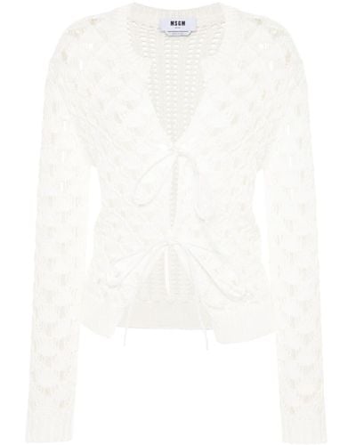 MSGM Open-knit Cotton Cardigan - White