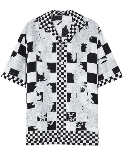 Versace | Camicia stampa quadri | male | NERO | 46 - Bianco