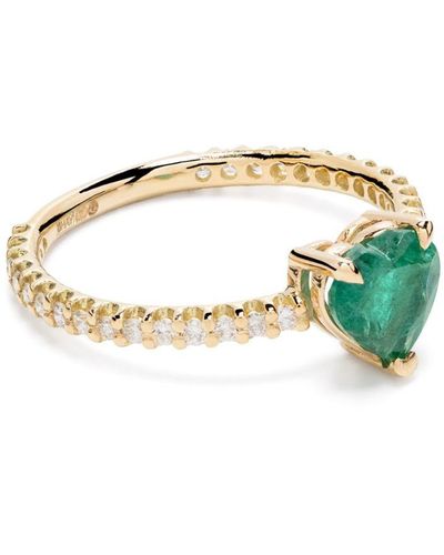 SHAY 18kt Gelbgold-Pinky-Ring mit sambischem Smaragd und Diamanten - Mettallic