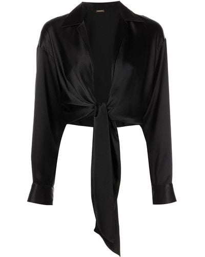 Adam Lippes Ruched Silk Top - Black