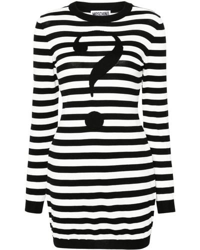 Moschino Question Mark-intarsia Cotton Minidress - Black