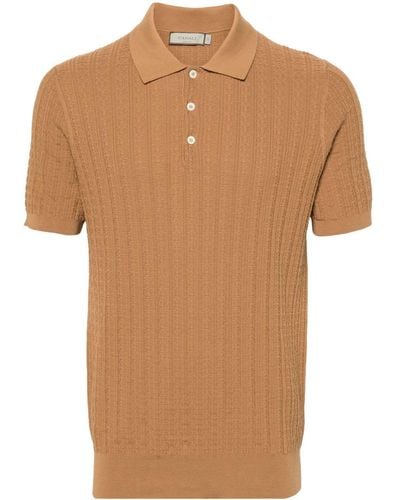 Canali Patterned-jacquard Cotton Polo Shirt - Brown