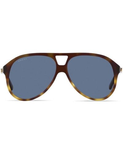 Gucci Interlocking G Pilot-frame Sunglasses - Blue