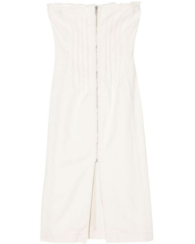 Yuzefi Strapless Denim Midi Dress - White