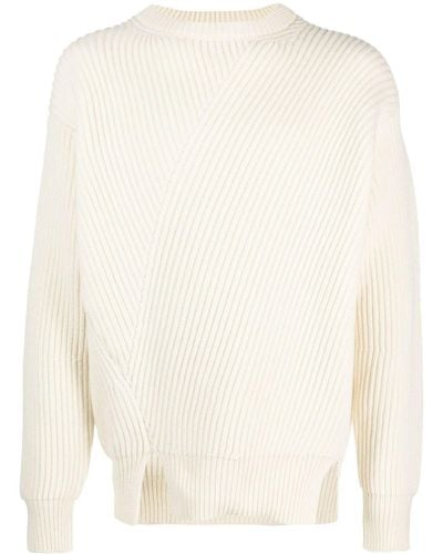 Jil Sander Waffle-knit Side-slits Sweater - White