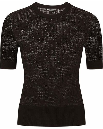 Dolce & Gabbana Dg-logo Lace-stitch Sweater - Black
