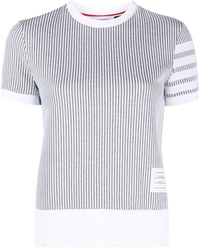 Thom Browne 4-bar Striped Knitted Top - Grey