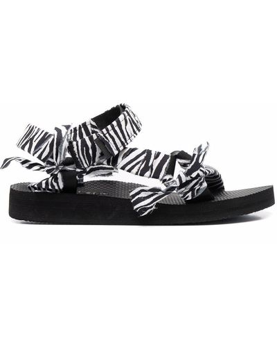 ARIZONA LOVE Trekky Zebra-print Gauze Sandals - Black
