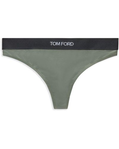 Tom Ford Logo-jacquard Thong - Grey