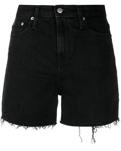 Calvin Klein Shorts denim con bordo sfilacciato - Nero
