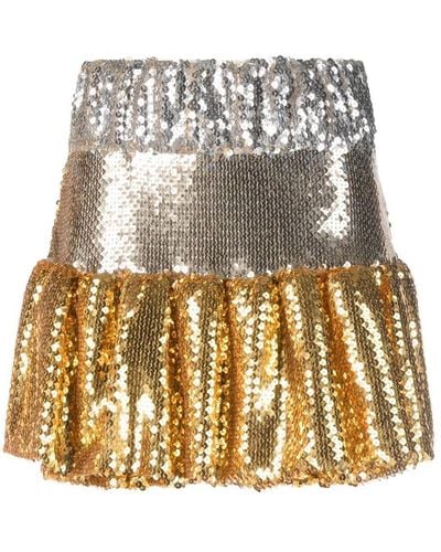 Rabanne Tiered Sequinned Miniskirt - Metallic