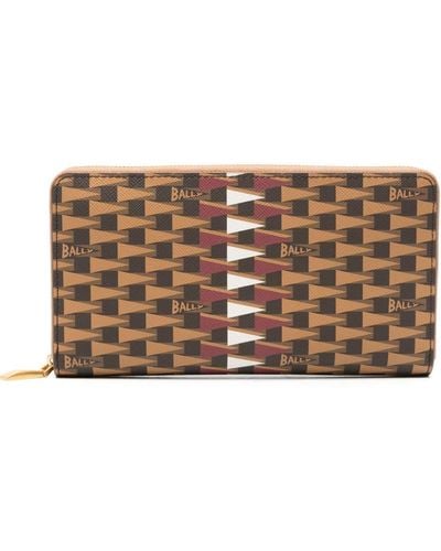 Bally Pennant Continental Leather Purse - Brown