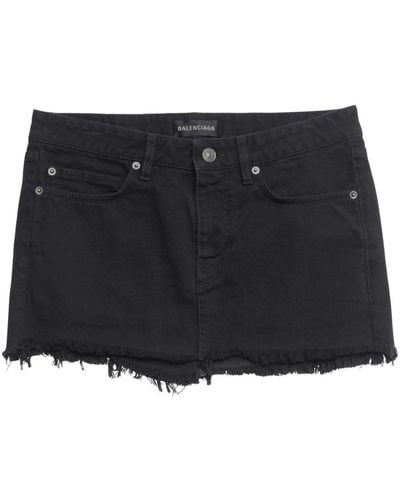 Balenciaga Cut-off Denim Skirt - Black