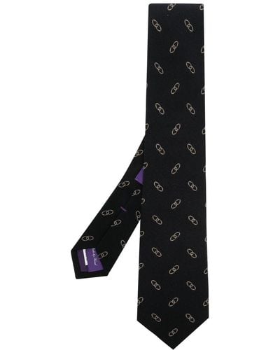 Ralph Lauren Purple Label Linked-ovals Silk Tie - Black
