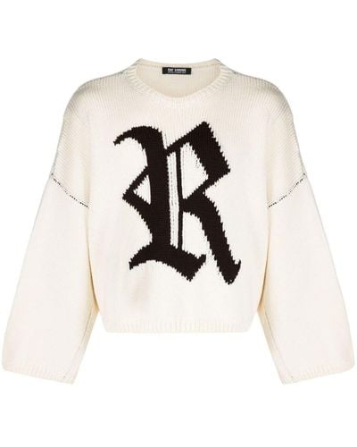 Raf Simons Intarsia-knit Long-sleeve Sweater - White