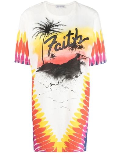 Faith Connexion T-shirt con fantasia tie dye - Bianco