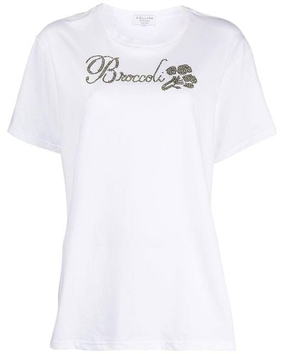 Collina Strada T-Shirt mit Brokkoli-Print - Weiß