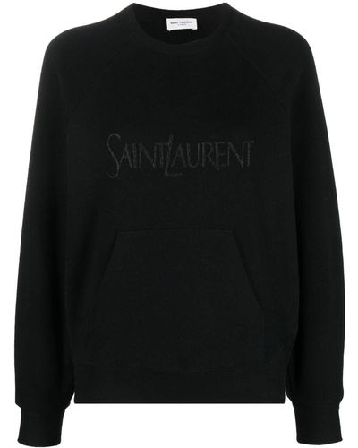Saint Laurent Sweatshirt Aus Baumwoll-jersey Mit Stickerei - Schwarz