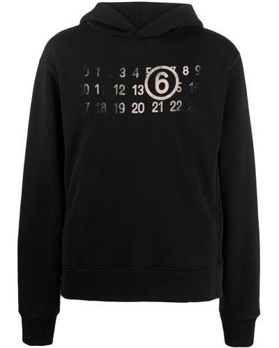 MM6 by Maison Martin Margiela Camiseta con capucha y motivo de números - Negro